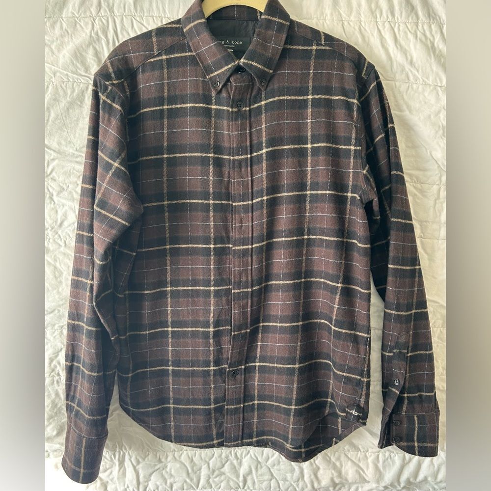 Men's RAG & BONE Button Down Flannel Shirt EUC